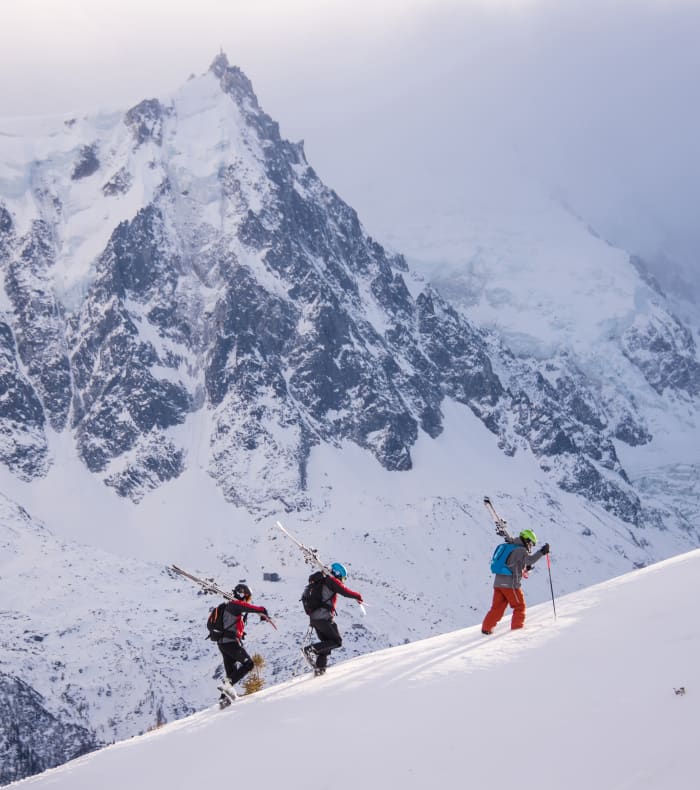 Vild off-piste skiløb Grand Montets