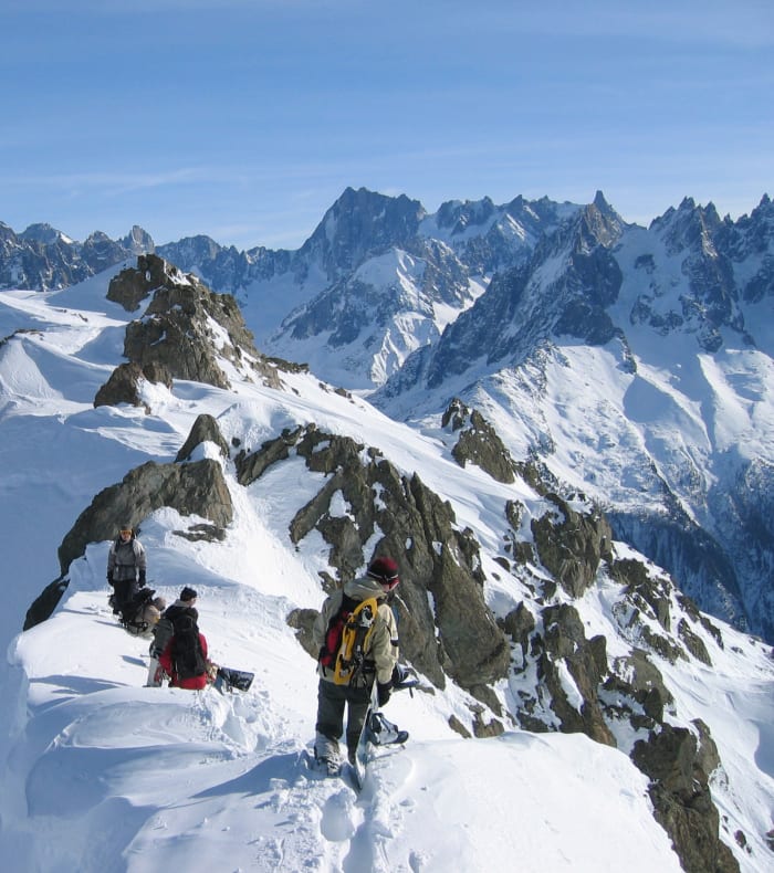 Ekspert-snowboard off-pist Vallée Blanche